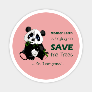 Cute Panda preferred to eat grass! Magnet